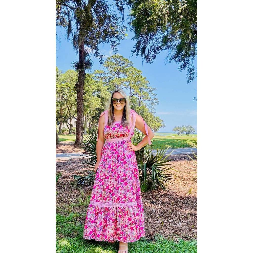 NEW SO ME may floral maxi dress in pink
